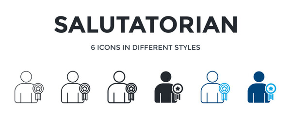 Salutatorian Icon In Different Style Vector Illustration. Designed In Thin Line, Regular Line, Bold Line, Glyph, Color Line, And Color Glyph Style Can Be Used For Web