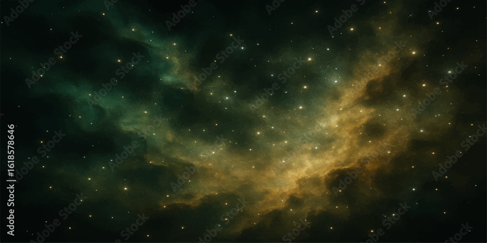 Poster abstract starry galaxy background with deep space and nebula elements