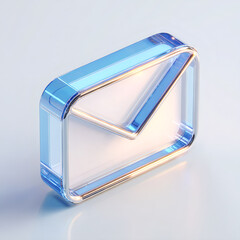 Modern 3D Email Icon with Glossy Transparent Glass Effect – Futuristic Message Symbol for Communication, Digital Contact, Tech Interface, or Online Networking Concept