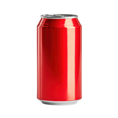 Shiny metallic red beverage container with silver top and bottom against black drink, Isolated On White, Png Transparent, Cut Out