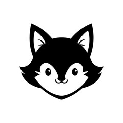 fox head icon kawaii style vector on transparent background