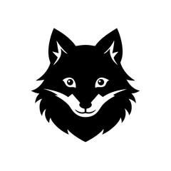 wolf head kawaii style silhouette vector on transparent background