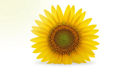 Fototapeta premium Illustration of a bright yellow sunflower isolated on white background is in full bloom