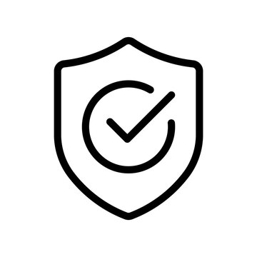 Verified shield icon. Approved or certified badge medal symbol. Approval check sign. Containing quality, brand, stamp, inspector checking, award, reward, winner, prize. Vector illustration