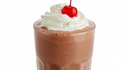 濃厚チョコシェイク 甘く輝くクリームとチェリー 