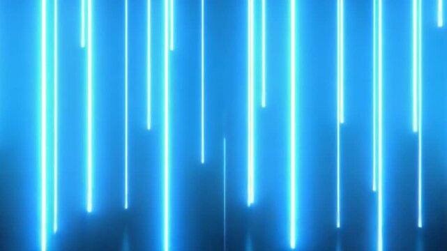 Neon Blue Stream: A vibrant, close-up capture of a cascade of neon blue light streaks, reminiscent of digital data streams flowing seamlessly against a dark backdrop. 