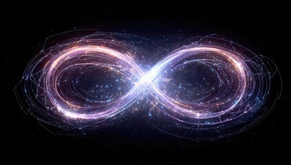 Infinity symbol, glowing, abstract, cosmic, vibrant