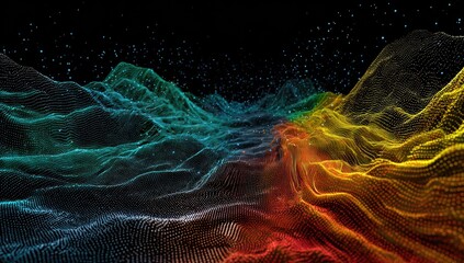 Abstract digital landscape of vibrant colors