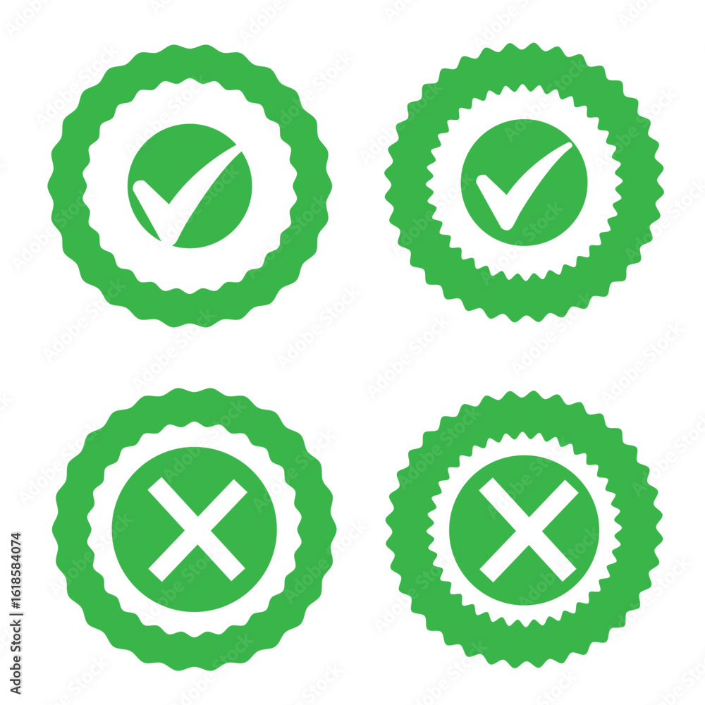 Fototapete check mark icon button set. check box icon with right and wrong buttons and yes or no checkmark icon