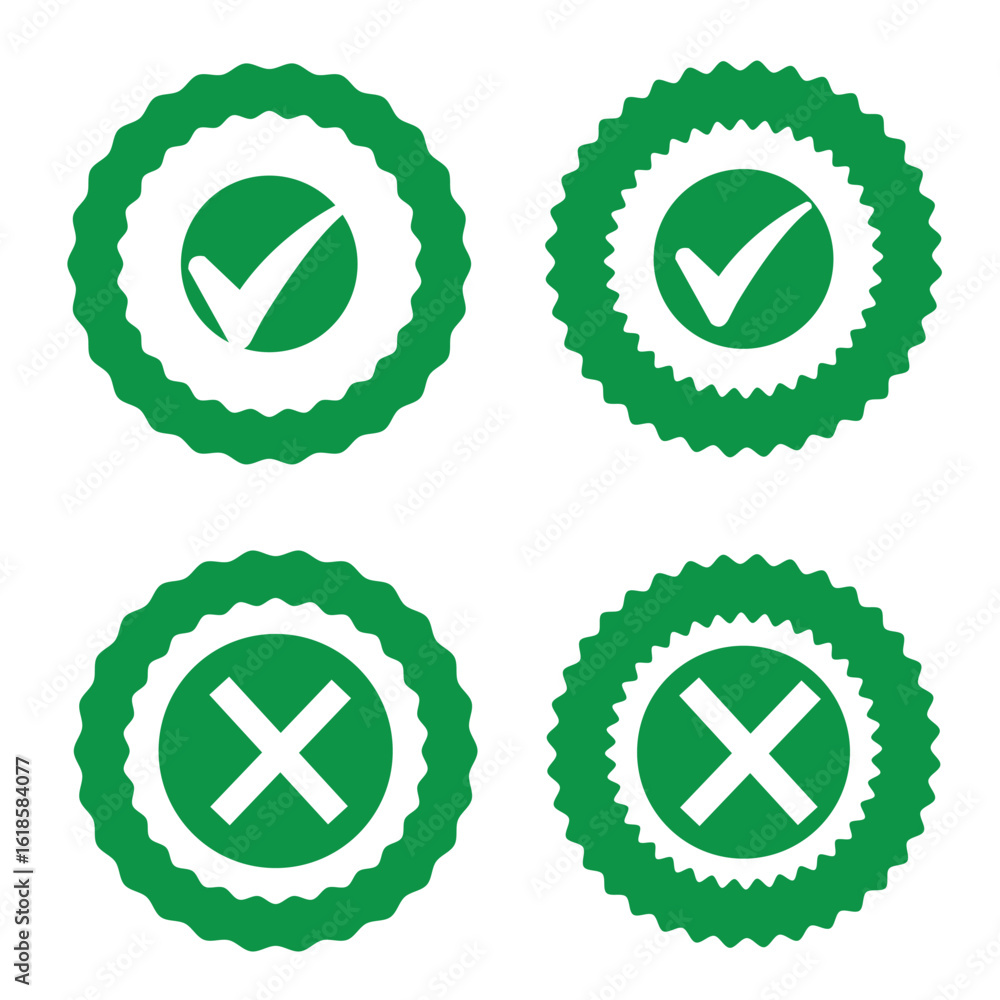 Fototapete check mark icon button set. check box icon with right and wrong buttons and yes or no checkmark icon