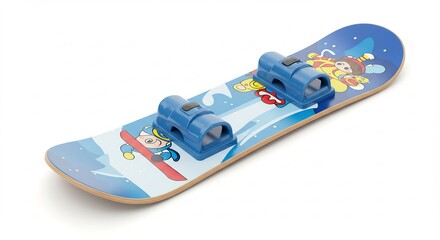 鮮やかブルー雪上ボード 滑る子向け 楽しいデザイン 安全な留め具付き. AI Generated