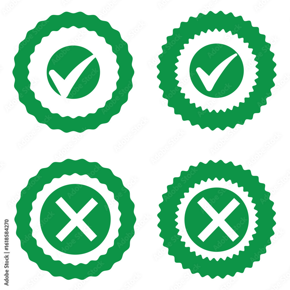 Poster check mark icon button set. check box icon with right and wrong buttons and yes or no checkmark icon