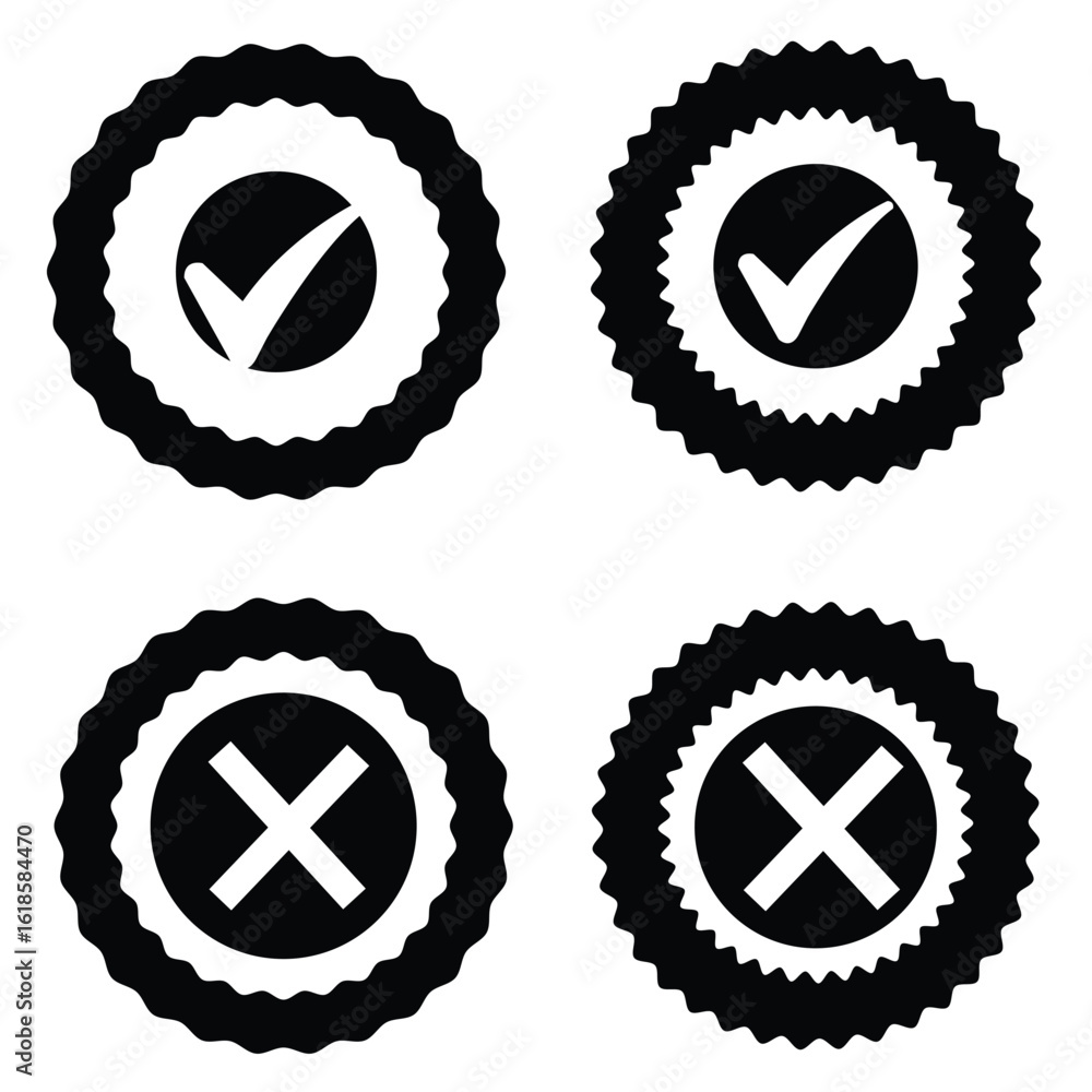 Fototapete check mark icon button set. check box icon with right and wrong buttons and yes or no checkmark icon
