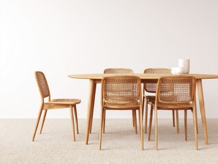 Beige dining set on carpet