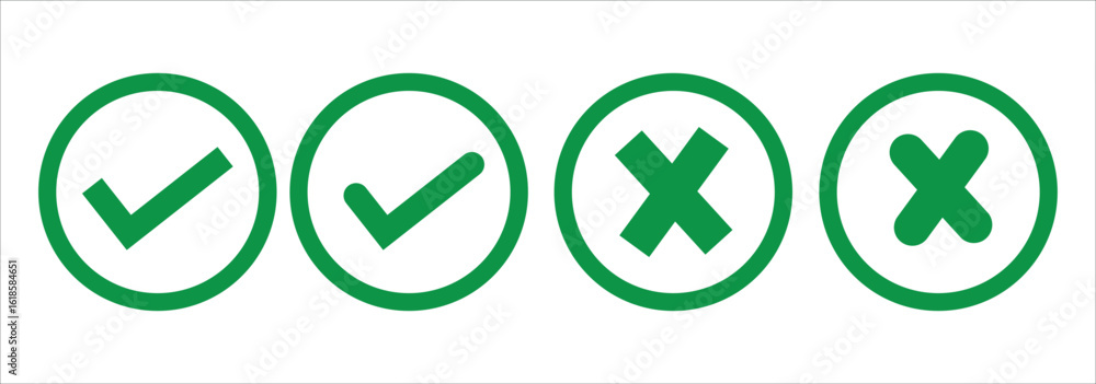 Fototapete check mark icon button set. check box icon with right and wrong buttons and yes or no checkmark icon