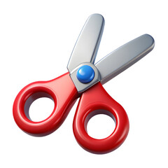 Cartoon Scissors with Red Handles and Silver Blades for Arts and Crafts Projects Design