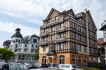 Cosy seaside holiday village on North Sea, built in belle epoque style in Flanders, De Haan or Le...