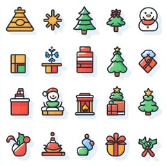Large Set of Comprehensive Winter Christmas Icons and Symbols