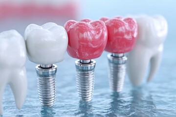 Dental implants in a dental clinic featuring advanced restoration techniques