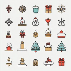 Large Set of Winter and Christmas Icons in a Comprehensive Layout
