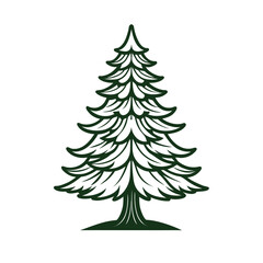 Christmas tree vector illustration line art