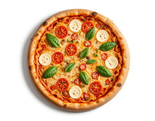 pizza, food, cheese, Italian, isolated, tomato, meal, dinner, white, crust, snack, pepper, baked, ham, mozzarella, fast, tasty, pepperoni, delicious, lunch, slice, salami, dough, meat, red
