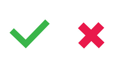 Tick icon set vector illustration Stylish check mark icon set in green and red color vector designe.
