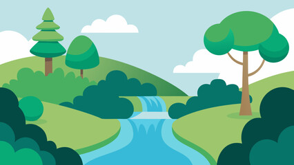 Obraz premium Discover the serene beauty of a garden with a tranquil flowing stream creating a peaceful ambiance