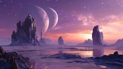 A large moon in the sky