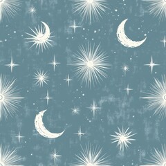 Elegant Mystical Seamless Pattern in Boho Art Style and Design
