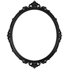 Obraz premium Oval baroque black frame isolated on transparent background
