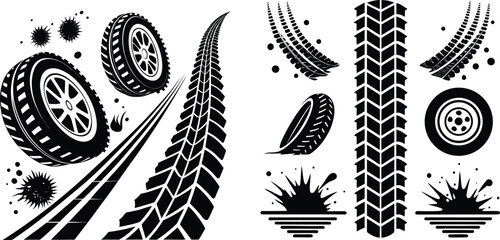 tire tracks vector illustration
