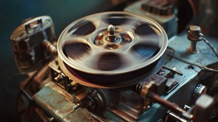 Vintage film reel in motion