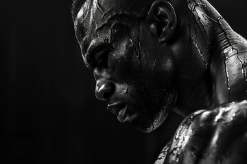 Portrait of a Determined Bodybuilder muscular body Showcasing sports Strength and Focus, Generative AI