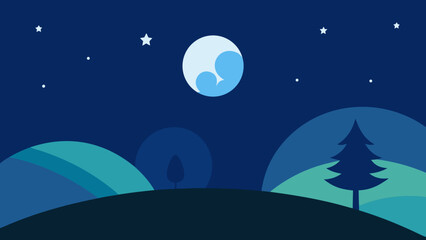 Fototapeta premium Night Sky View from Hillside with Stars and a Distinct Tree Line