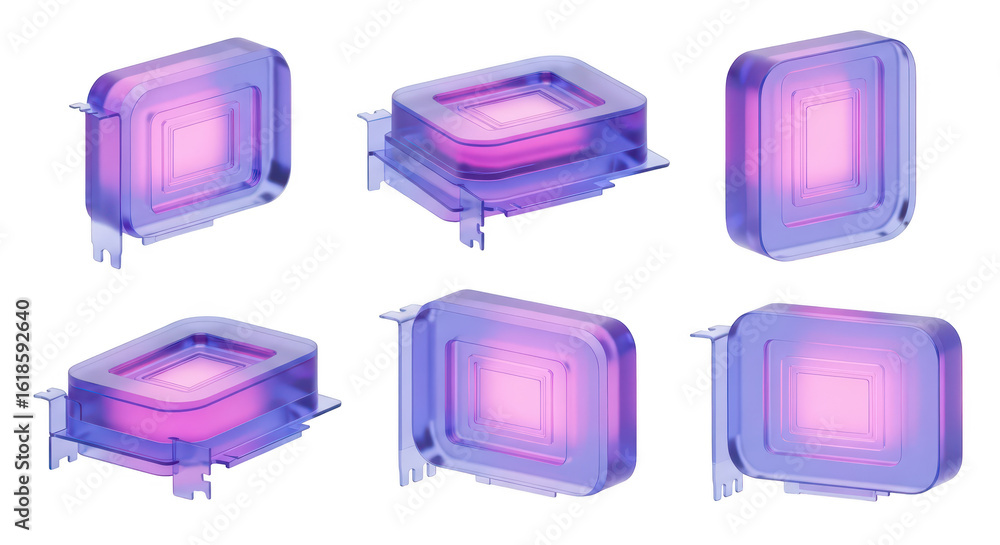 Aufkleber rendered glowing stylized computer graphics cards isolated on white showing internal structure repre