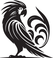 Obraz premium Bird Parrot Logo Vector Black Silhouette Illustration