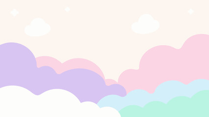 Soft Pastel Gradient Cartoon Background With Floating Clouds Art