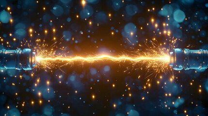 Abstract Energy Discharge Between Blue Cylinders