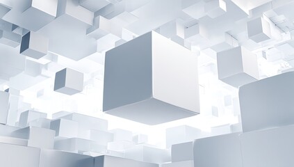 Obraz premium Abstract 3D scene of many white cubes