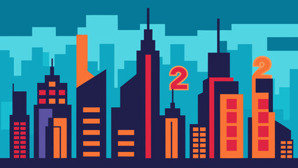 Obraz premium Futuristic Skyline Wrapped in Digital Code Numbers and Symbols Cyberpunk