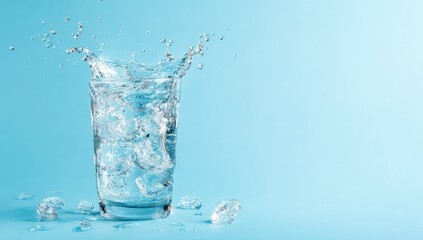 Glass of ice water with splash