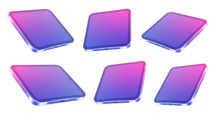 Stylized 3D rendered smartphones rotating on white ideal for app demos or interface mockups showcasing devices