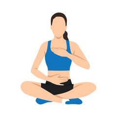 Breathing Meditation in a Cross Legged Position Exercise. Flat vector illustration isolated on white background
