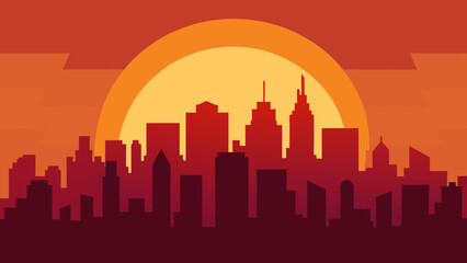 Naklejka premium Witness the city skyline with a heat shimmer during a summer day