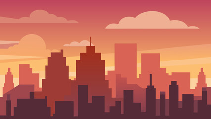 Observe the city sky with soft wispy clouds at sunset peaceful