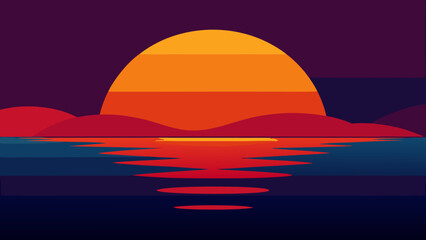 Fototapeta premium Witness the deep saturated colors of a sunset over water reflection