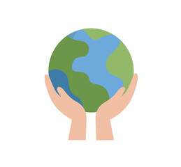 hands holding earth vector 