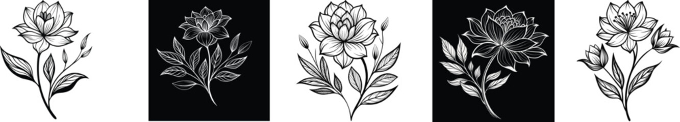 flower silhouette bundle 