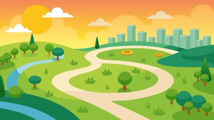 Obraz premium Serene Aerial View of a City Park with Winding Paths